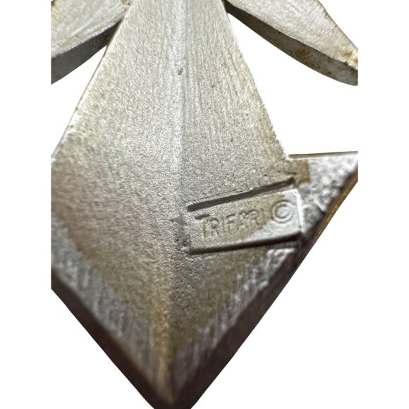 Vintage Trifari Silver-Tone Starburst Atomic Pendant Necklace Bold Statement - Picture 5 of 10